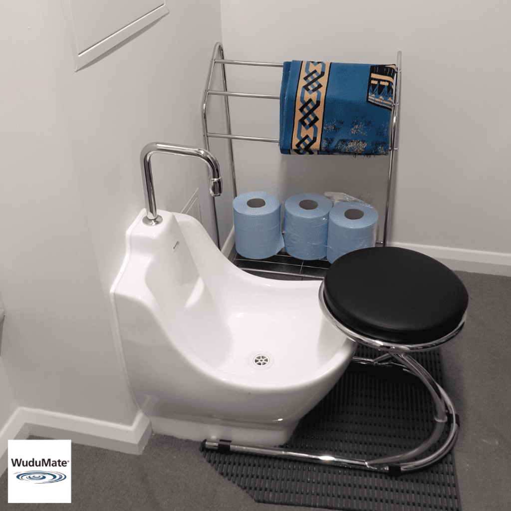 WuduMate Compact ablution sink installed in the ablution area of a military base
