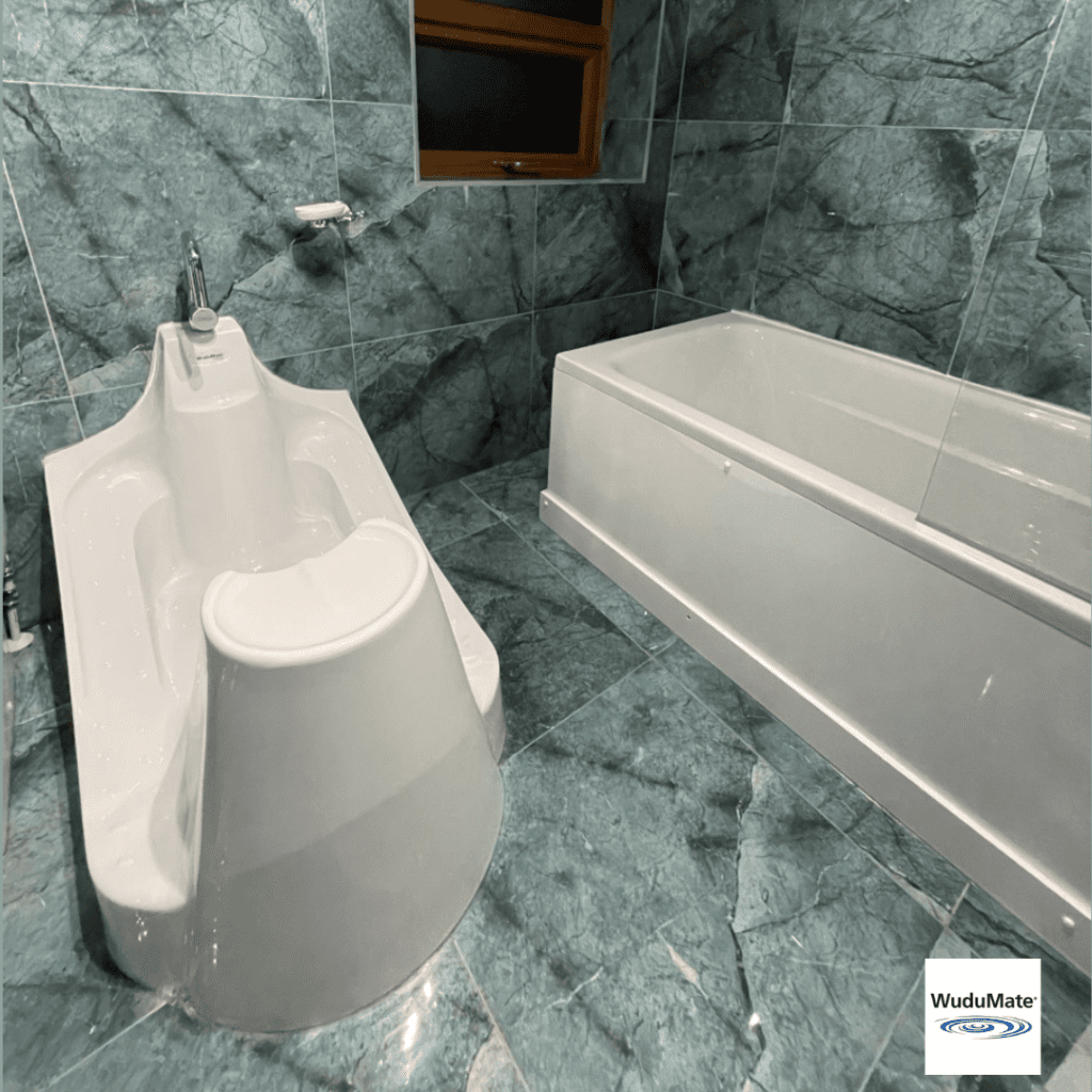 WuduMate Classic ablution sink in a home bathroom