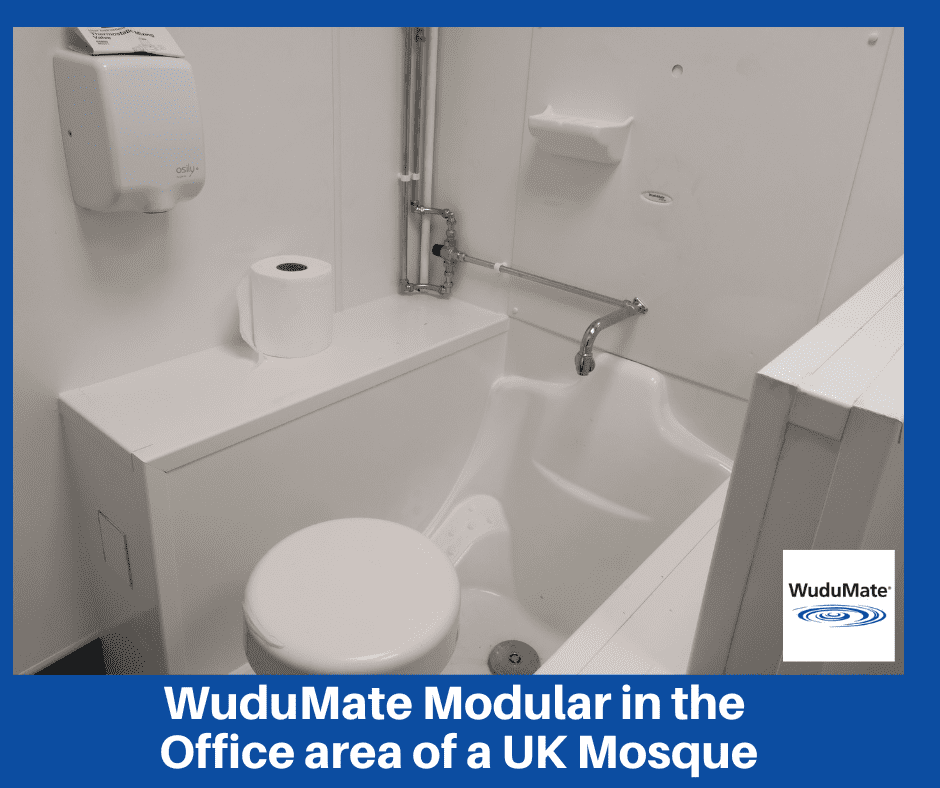 Image of a WuduMate Modular ablution sink in a small cubicle