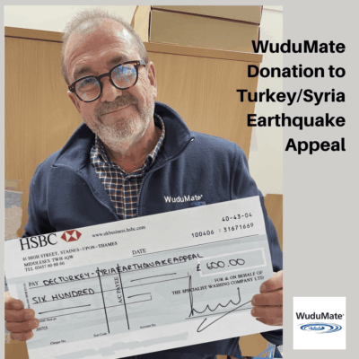 WuduMate makes donation to DEC Syria/Turkey Earthquake Appeal Fund