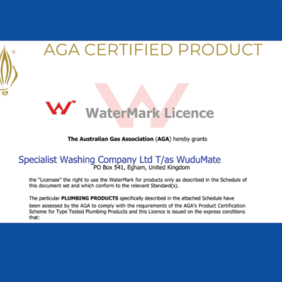 WuduMate receives WaterMark Certification for Pillar tap and Wall-Mounted tap