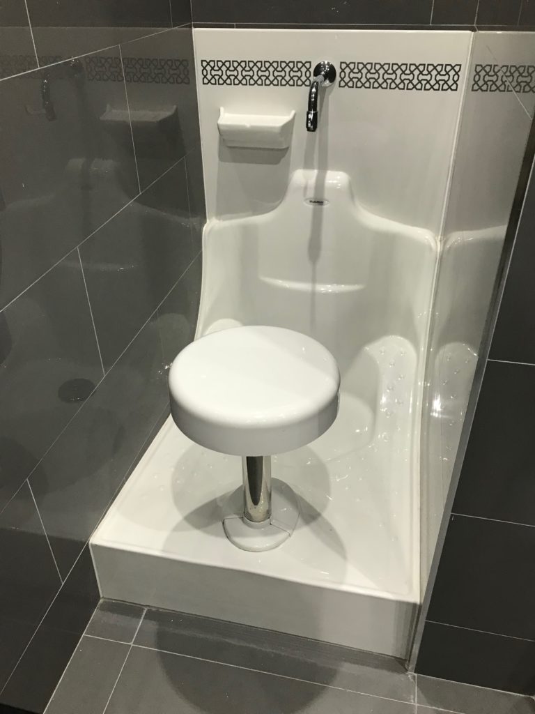 Modern shower with built-in seat